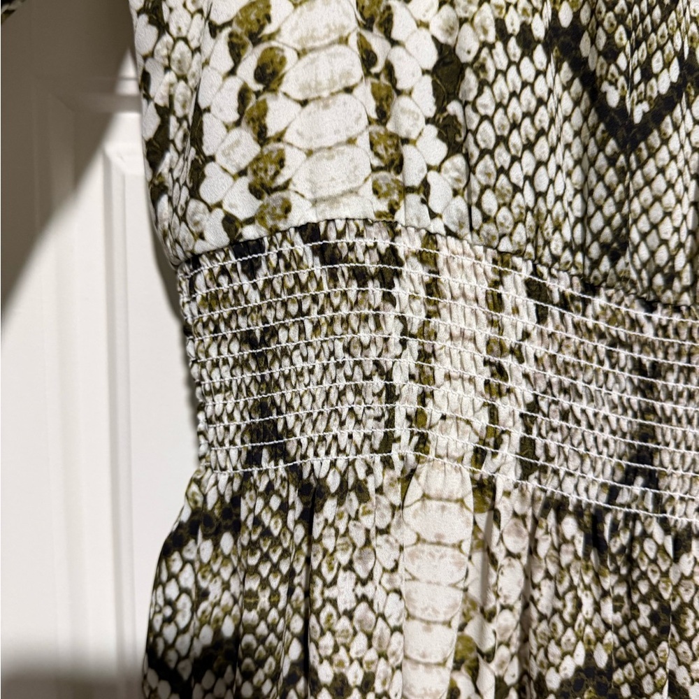 J. Crew Cream and Black Snake Print Long Sleeve Dress - Picture 6 of 8